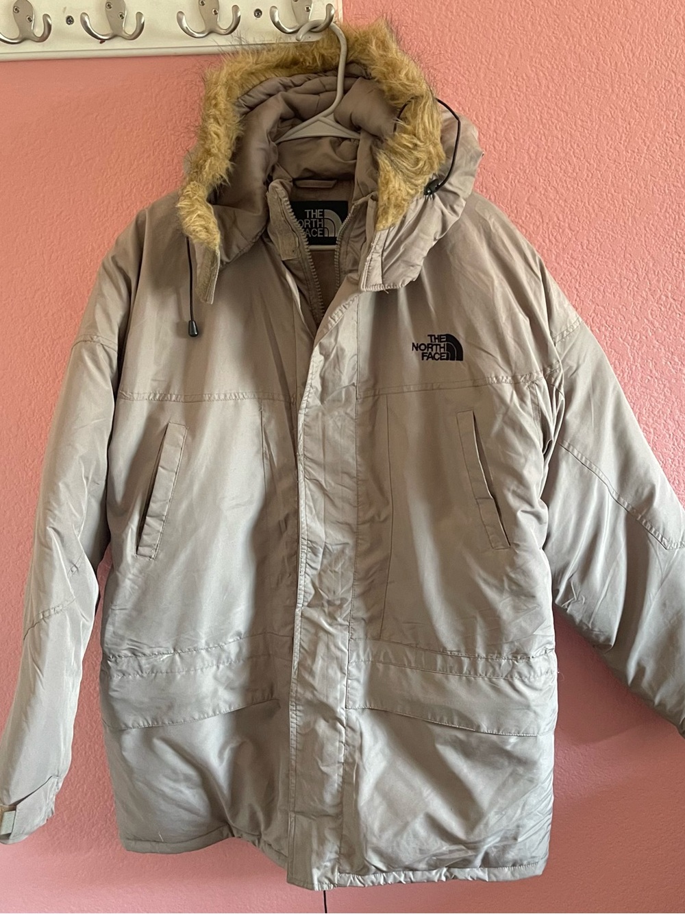The North Face Men’s Beige Parka Jacket with Faux-Fur Hood - Picture 2 of 11